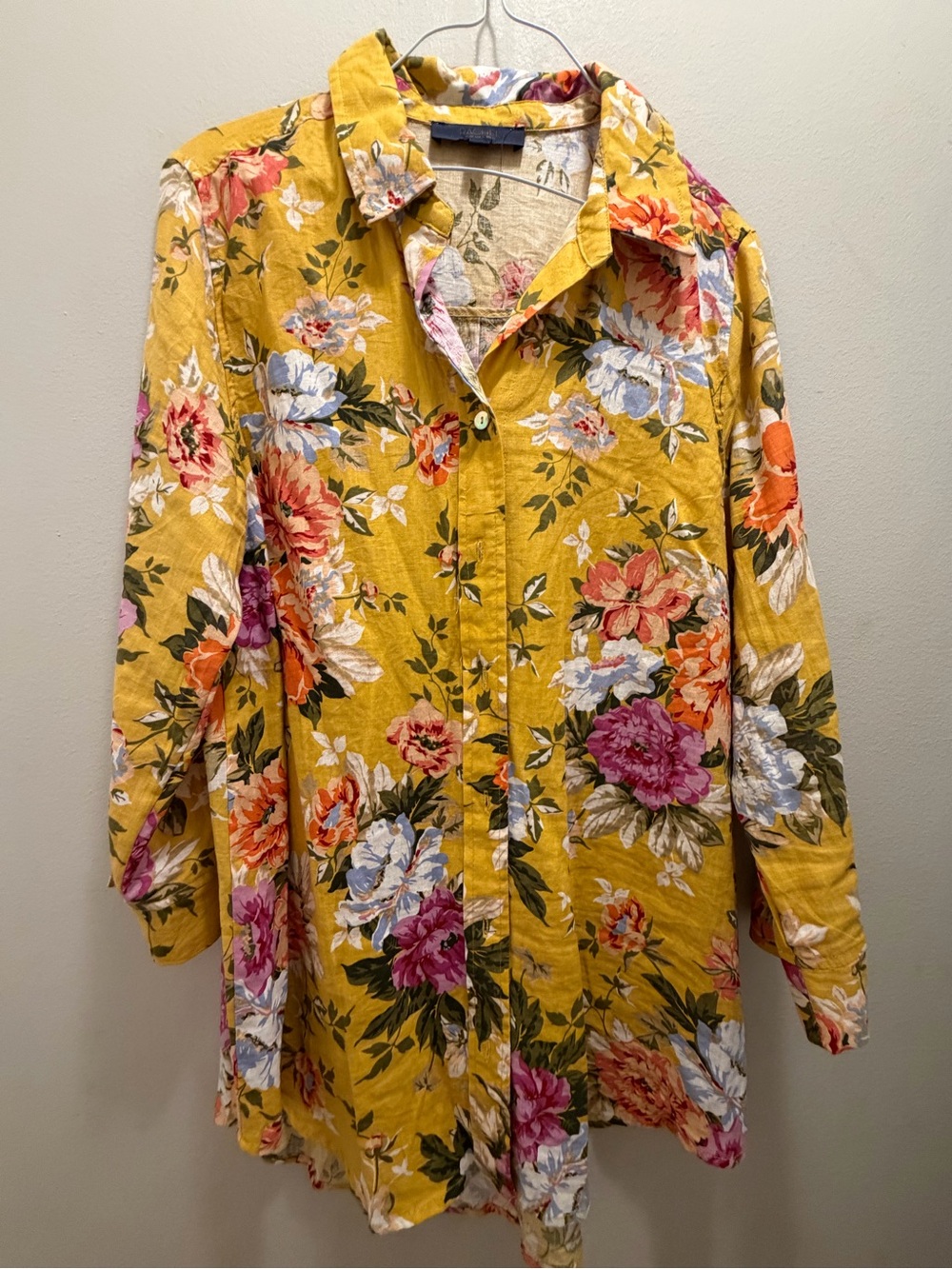 Rachel Yellow Floral Casual Button-Down Shirt